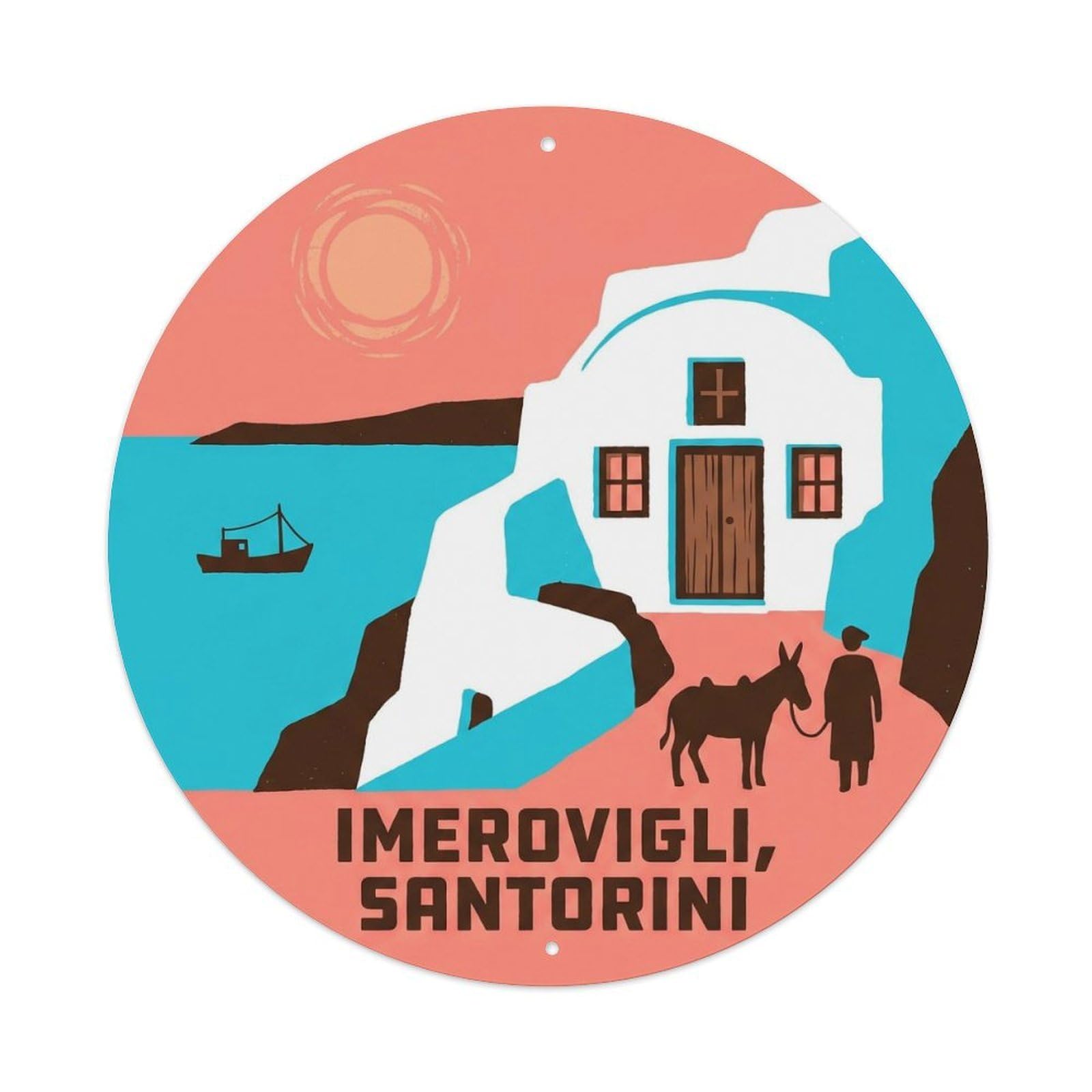White Cave House Imerovigli Santorini Greece Cyclades Metal Tin Sign