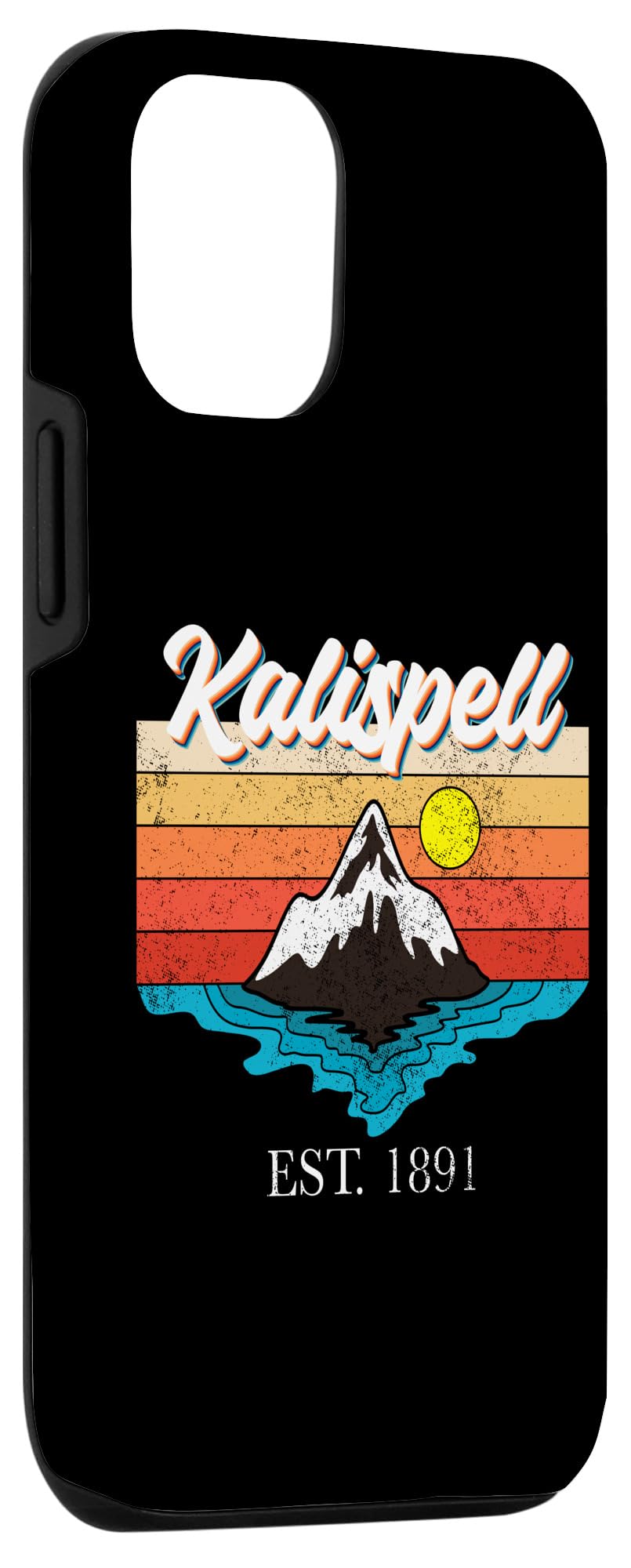 iPhone 14 Pro Kalispell Mountain River Retro Sunset USA Trip Kalispell Case - Image 3