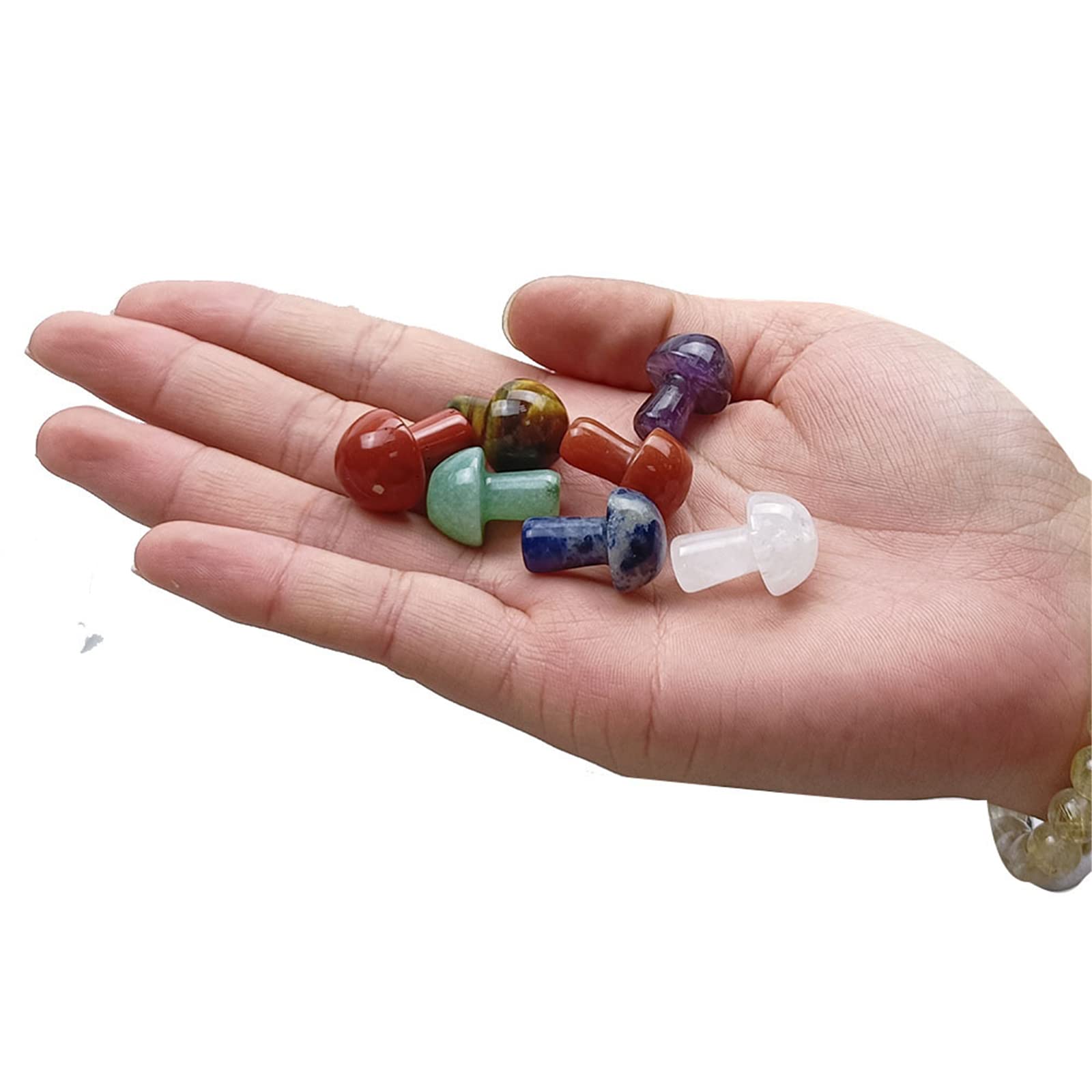 Set Cristalli Curativi WANGCL - 7 Funghi In Pietra Con Base, Per Meditazione E Reiki - Foto 5