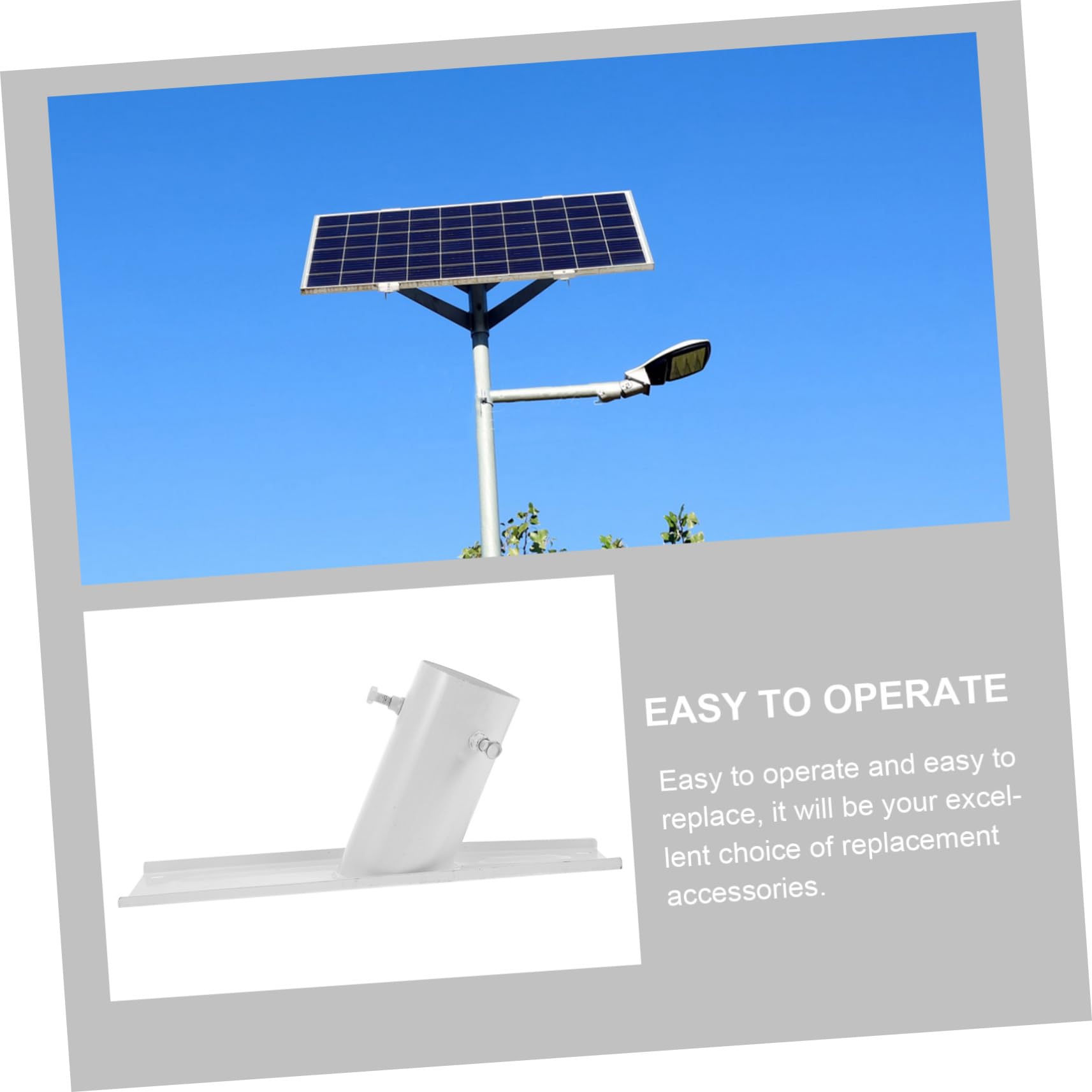 Soporte de Montaje para Panel Solar de Calle, Estructura de Hierro Blanco, Instalación Flexible y Reutilizable para Luces Solares de 50w a 100w