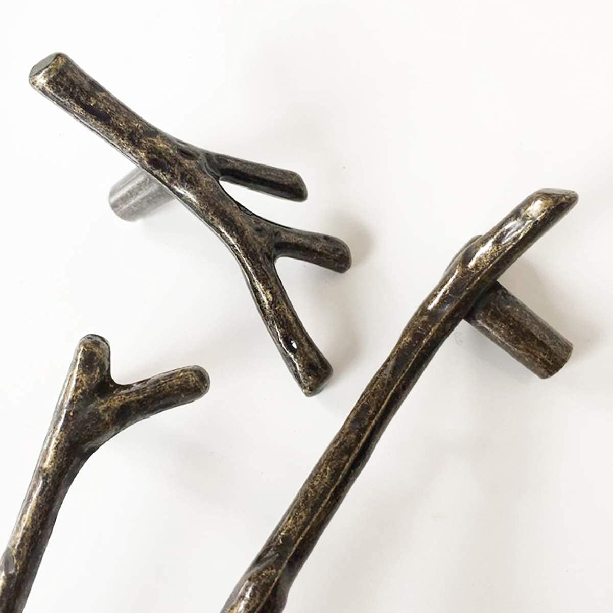 2 Pack Bronze Twig Pulls Branch Zinc Alloy Decorative Cabinet Wardrobe Furniture Door Drawer Knobs Pulls Handles Hardware, (96mm) Hole Centers