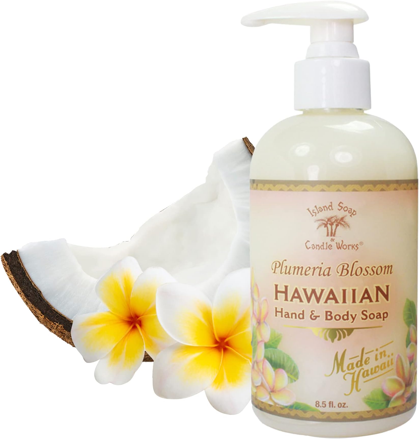 Island Soap & Candle Works Plumeria Blossom Hawaiian Hand Body 8.5 Fl Oz