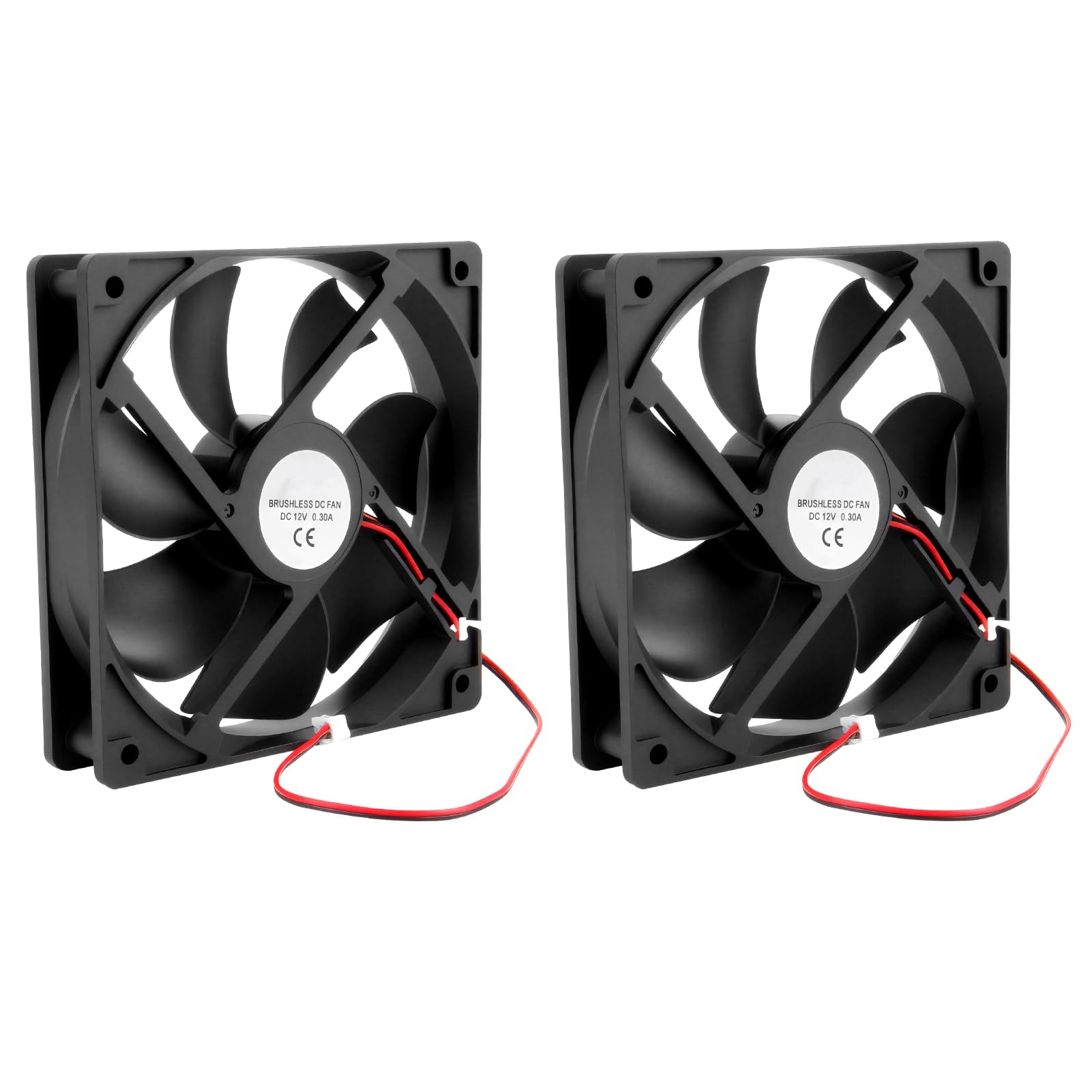 12V DC Fan, 12cm, 2Pcs 12025 Double Ball Bearing Hydraulic Fan, Dual Ball Bearing System, 2 Pin, Cooling Axial Fan, Case Fans