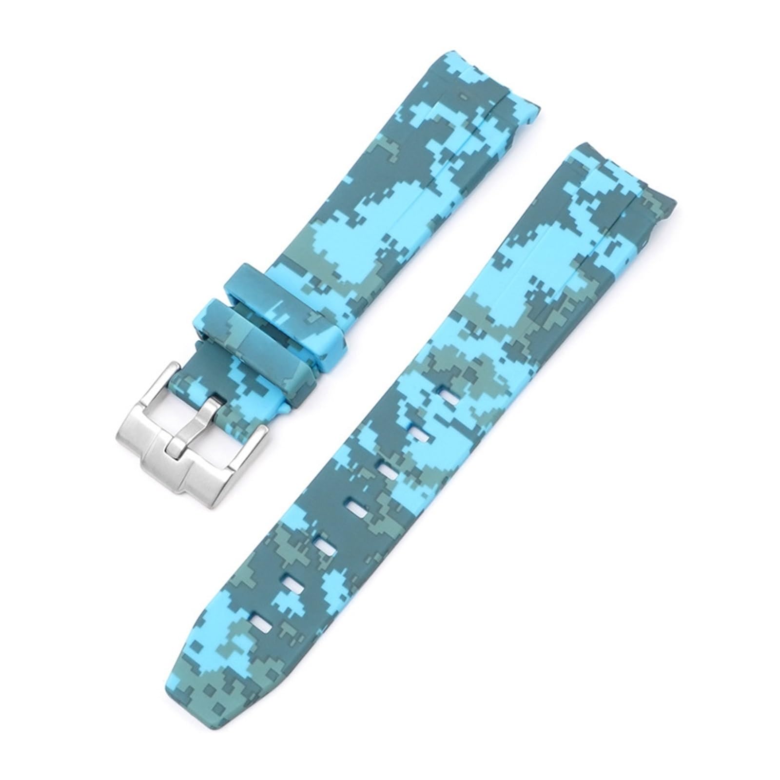 Naturalny fluor gumowy pasek do zegarka 20mm zakrzywiony koniec wymiana paska Rolex nowe paski do zegarków RPG Green Submariner Explorer 2, niebieski / szary, 20mm