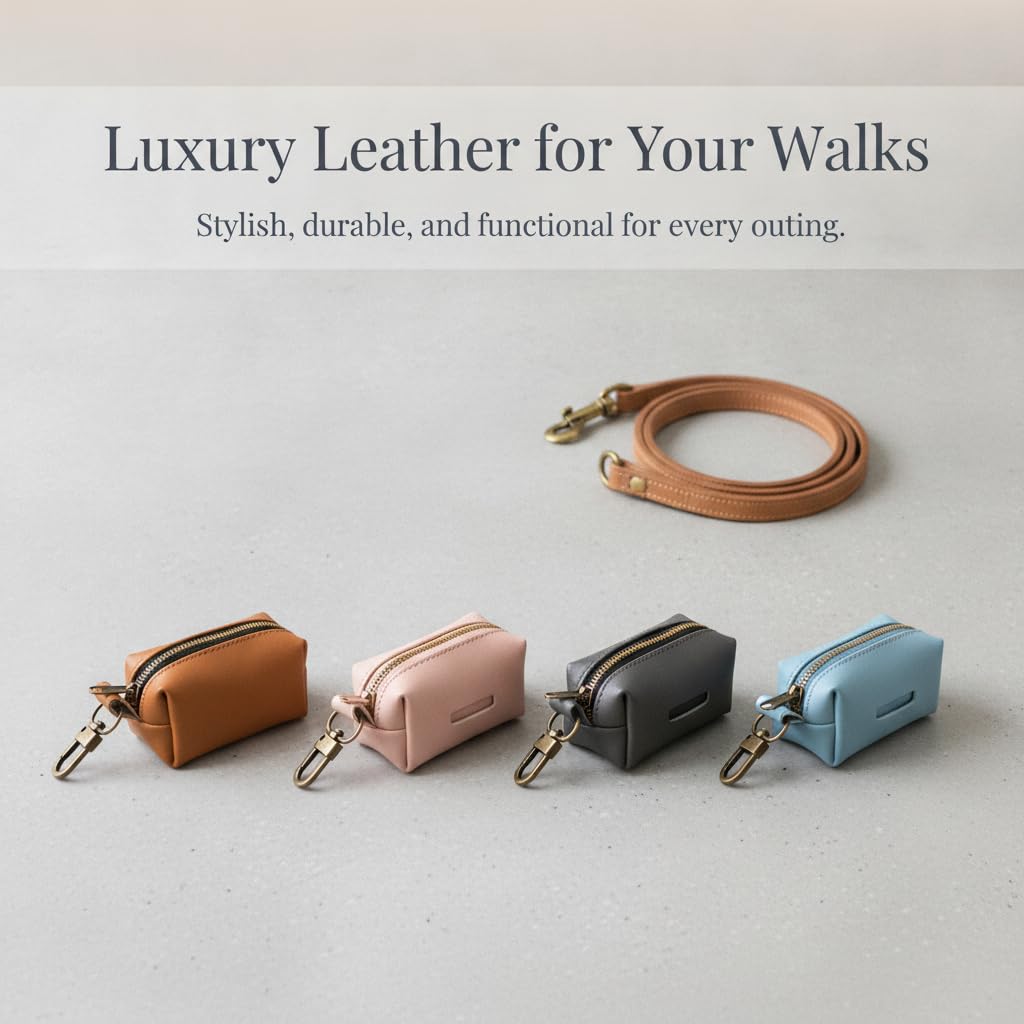 STYLEHEAVEN® Zipper Leather Dog Waste Bag Holder for Outdoor Walks