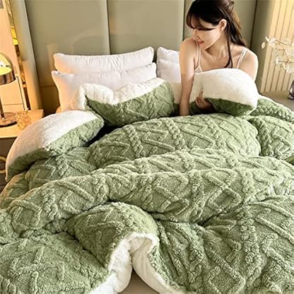 FFFF & OLFEH Bettdecke, Dicker Lamm-Kaschmir, Flauschige Kaschmir-Warm Sherpa Sofaüberwurf Winter Decke, Dicke Sofadecke Couchdecke, Flauschige Wohndecke für Couch (Blau,200×230CM-5kg) – Bild 3