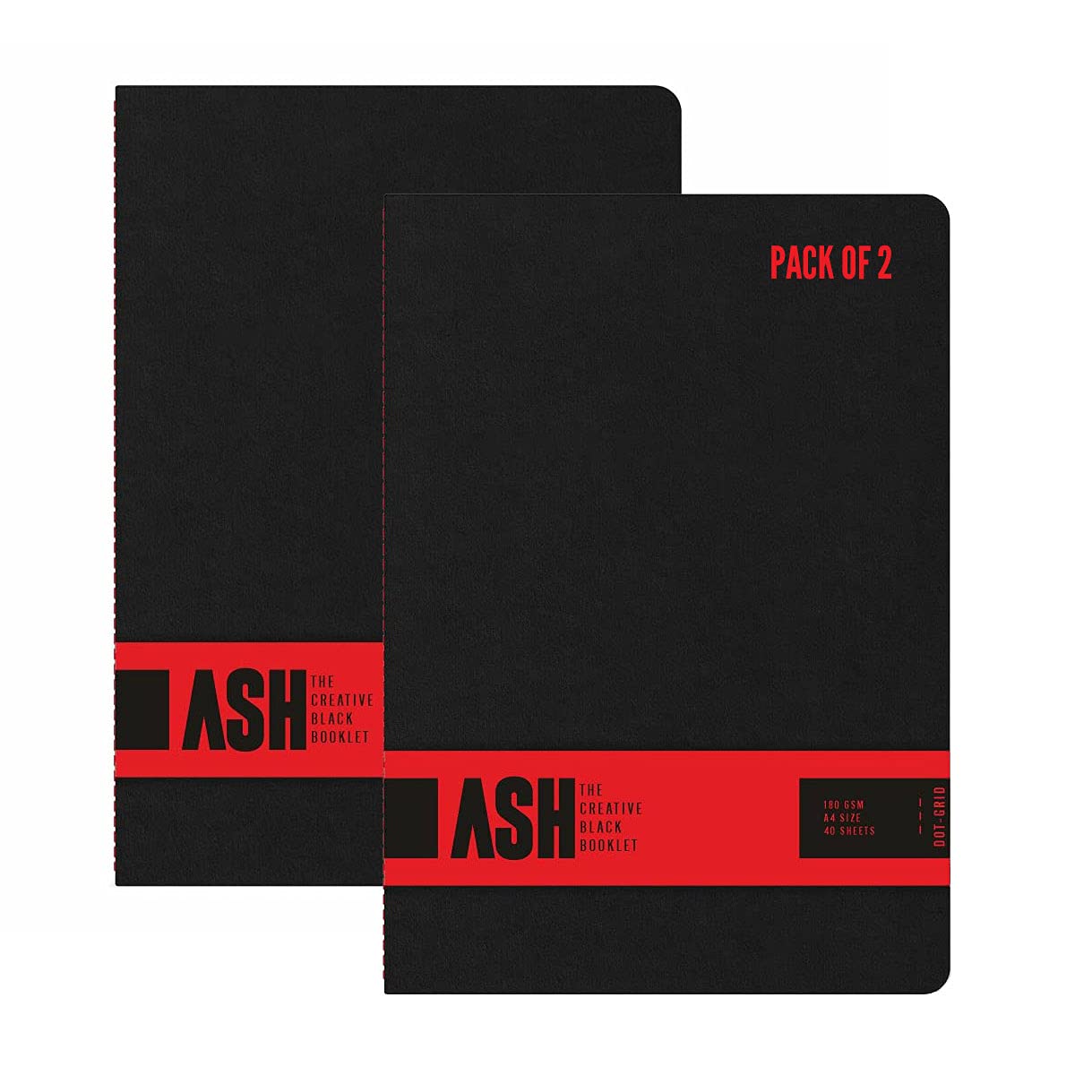 Anupam Ash Booklet Sketbook Acid Free Matte Black Dotted Grid Page for Gel Pens, Chalk, Fluorescent and Metallic Gel Pens 180 GSM 40 Pages (A4, Pack of 2)