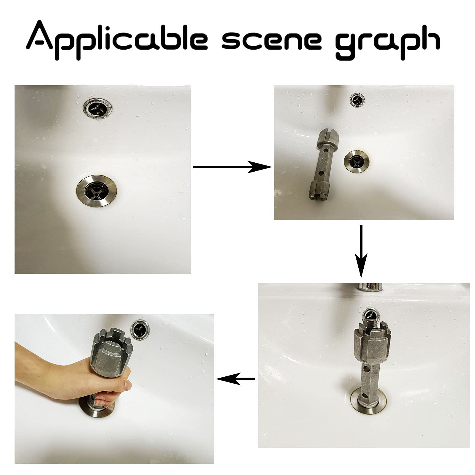 Tub Drain Remover & B Wrench, Dual Ended Ratchet Wrench