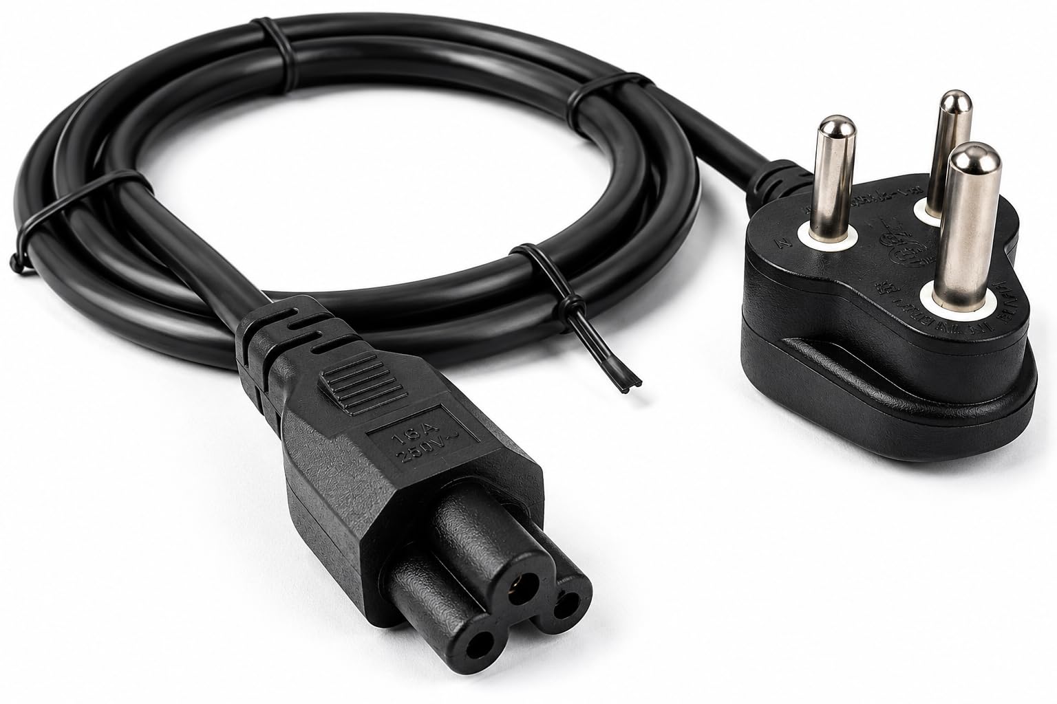 3-Pin Indian Plug to C5 Power Cable, 1.8A 250V, Black | Laptop Power Cord, Cloverleaf Connector, Flat Angle Plug, 1.8 Metre Length, Universal Fit-image-40