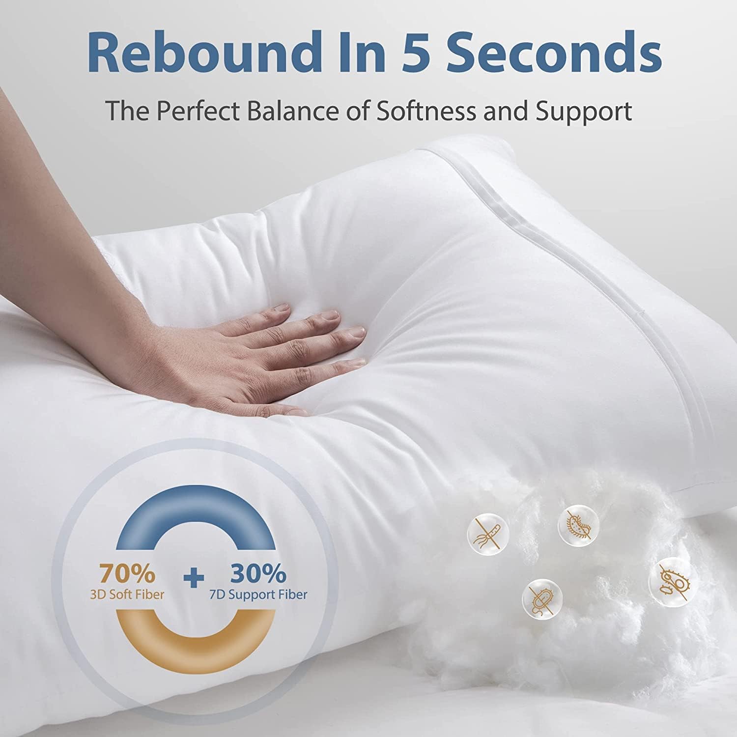 viewstar Queen Size Bed Pillows for Sleeping 2 Pack, Soft Down Alternative Hotel Pillows Set of 2 for Back Stomach Side Sleepers (20 x 28 in)
