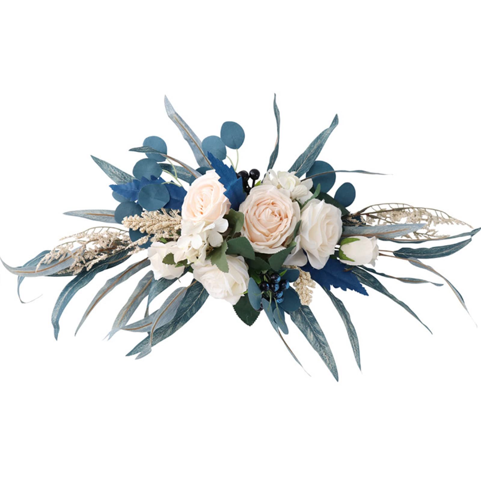 Wnvivi Artificial Arch Flower Decorations,Blue Rose and Peony Swag Wreath,Decorative Floral Garland Wedding Arch Flowers for Ceremony Reception (A1)