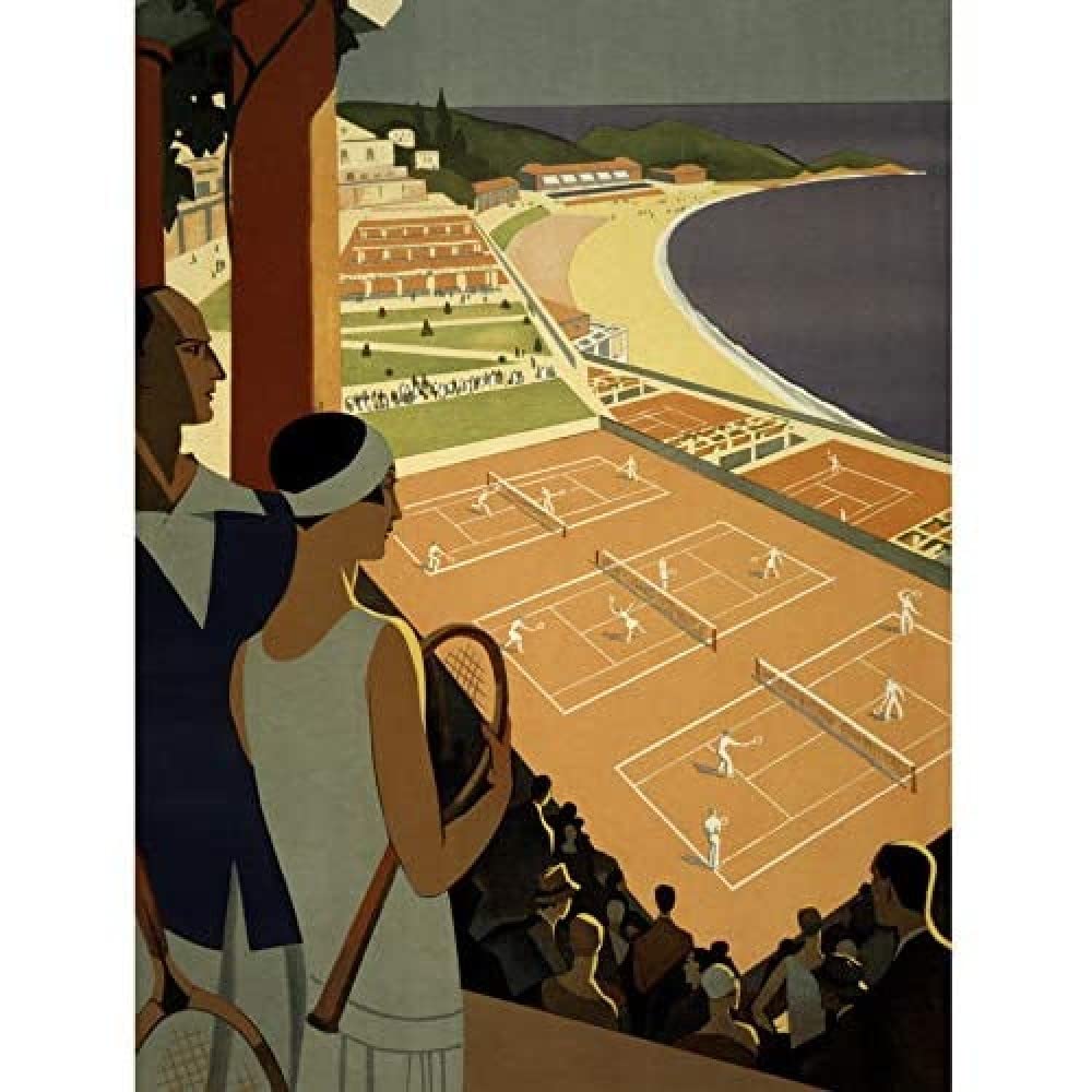 Wee Blue Coo Monte Carlo Monaco Tennis Vintage Unframed Art Print Poster Wall Decor 12X16 Inch