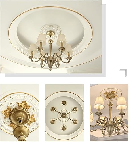 Miniatura 2 de Licwrocca Medallón de techo de poliuretano, decoración de medallones de techo decorativos para lámparas, ventiladores de techo y agujeros de enchufe