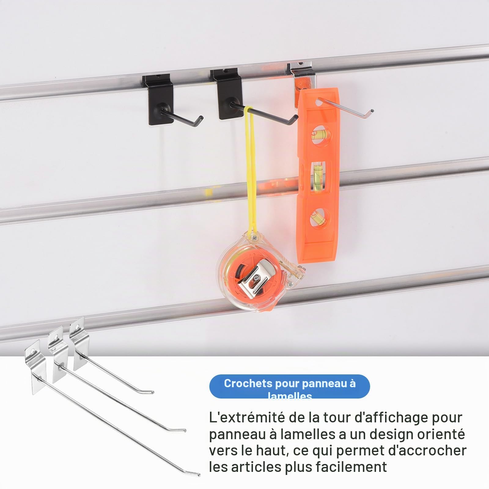 QUARKZMAN 100Pièces Crampons pour Panneaux Rainurés, Accessoires pour Panneaux Rainurés en Métal de 4 Pouces/100 mm, Crampons pour Panneaux Rainurés pour Exposition Commerciale (Argent)