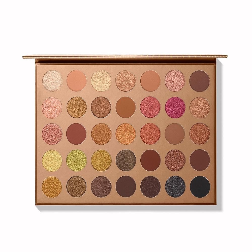 Eyeshadow Palette, 35 Colors, Shimmer and Matte, Warm Neutral Tones, Brown Gold Pink Shades-image-15
