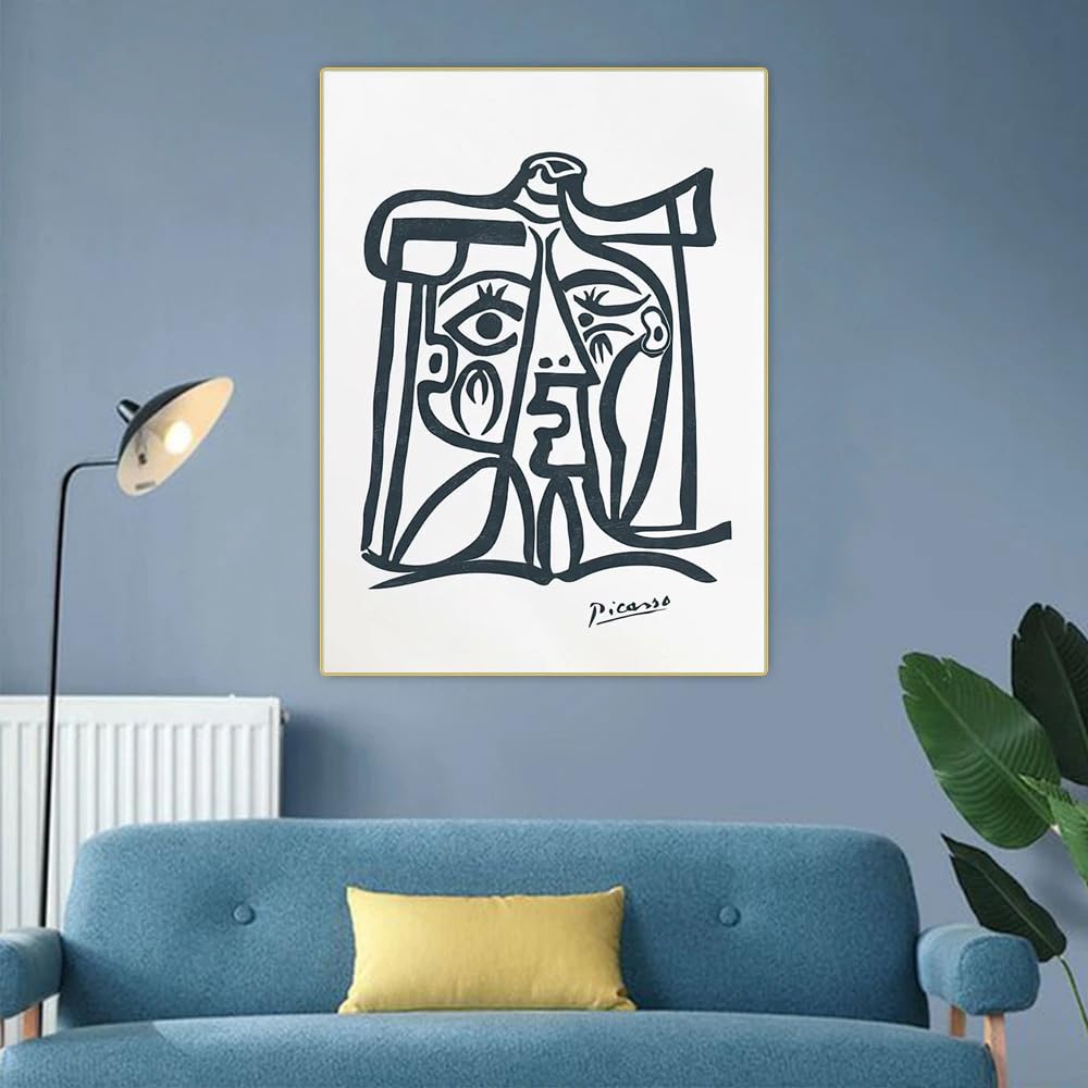 Amazon.co.jp: パブロ・ピカソのポスターパブロ・ピカソのキャンバス絵画《女性の肖像》ウォールアート抽象画パブロ・ピカソは家  の装飾50x70cmの額装なしのために印刷します : ホーム＆キッチン パブロ・ピカソ《若い女の肖像》油絵 抽象画 ポスター 印刷 キャンバス ..., image size:1000x1000