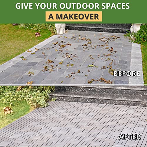 Beefurni Acacia Interlocking Deck Tiles (12"X 12" Pack Of 10), Wood Deck Tiles Interlocking Outdoor All Weather, Indoor Outdoor Tiles For Patio, Balcony, Bathroom (Light Gray) #TOP2