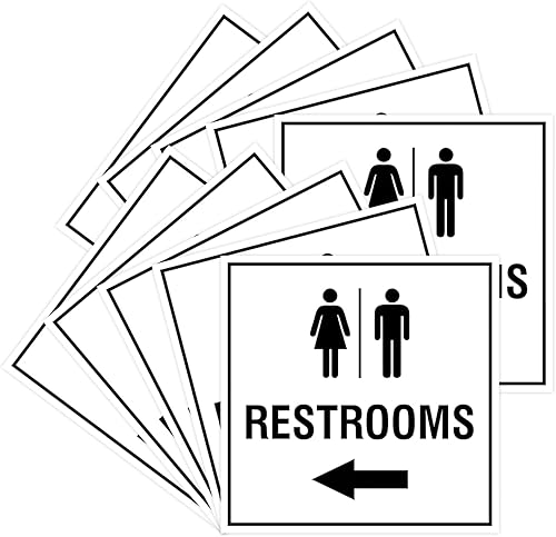 Miniatura 10 de Signs ByLITA Letrero cuadrado de flecha izquierda para baños con cinta adhesiva (plata cepillada) – grande (paquete de 1) Brushed Silver,Azul,Marrón