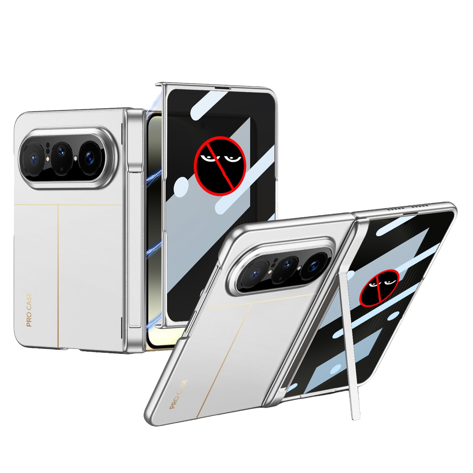 Coque magnétique Huawei Pura X Max anti-espion avec protection charnière et béquille, blanc