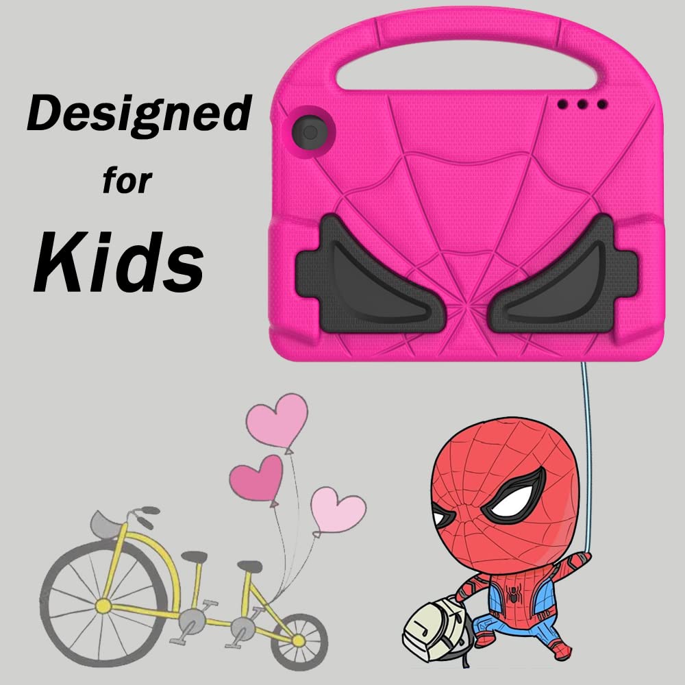 Funda para tablet Fire 7 (12ª generación, versión 2022), ligera, a prueba de golpes, apta para niños, con asa y soporte para tablet Kindle Fire 7 para niños, color rosa 3