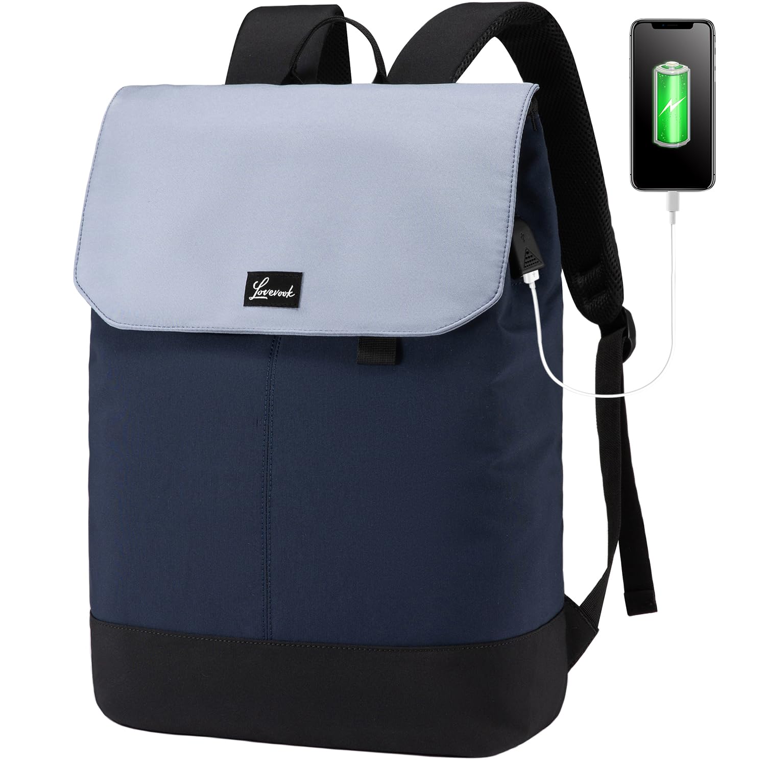 LOVEVOOK Zaino Porta PC Donna 15.6 Pollici, Grande da Viaggio e Lavoro, Impermeabile per Scuola e Università, Computer Laptop Backpack Waterproof, Antifurto Elegante Blu