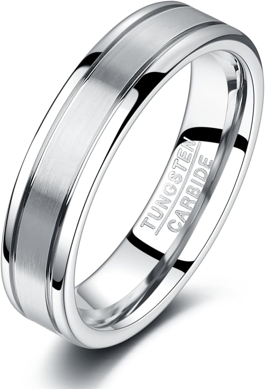 TUNGSTORY Mens Tungsten Wedding Bands 6mm Double Groove Wedding Rings with Brushed Finish Comfort Fit Jewelry Gift for Him Size 7-12