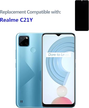 LCD Display Compatible with Realme C21Y RMX3261, RMX3263 (Black Without Frame) Touch Screen + Tools