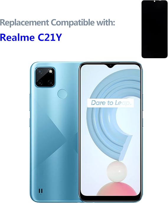 LCD Display Compatible with Realme C21Y RMX3261, RMX3263 (Black Without Frame) Touch Screen + Tools