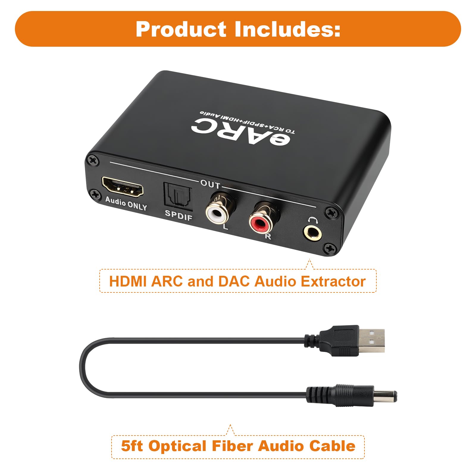 Extractor de audio eARC/ARC, Convertidor Digital-Analógico de 192 KHz, compatible con CEC, Salidas Óptica/HDMI/RCA/Estéreo de 3,5 mm, para Televisores de Alta Definición