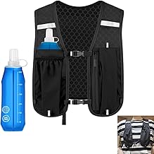 Gilet de course pour homme et femme - Gilet de course avec gourde de 5 l - Réfléchissant - Avec support pour téléphone portable - Gilet d'hydratation pour la course à pied - Pour cyclisme, randonnée