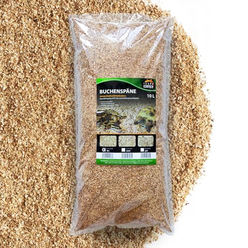 Buchenspäne fein als Einstreu für Ihr Terrarium in 10, 20 oder 60 Liter - Natürliches Buchenspan geeignet für Reptilien, Vögel und Kleinsäuger (10 Liter)