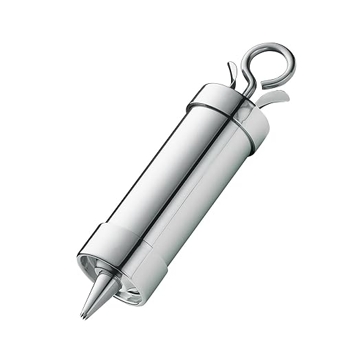 Küchenprofi 0805602800 Garnierspritze Profi 24 cm, inklusive 7 Tüllen aus Edelstahl mit Bajonett-Verschluß, 200 ml Füllmenge, Silber