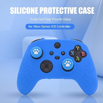 Xbox Series X Controller Skin, Non-Slip Xbox Series S Silicone Skin, Ergonomic Soft Rubber Protective Case for Xbox Series S/X Controller with Thumb Grip Cap - Blue