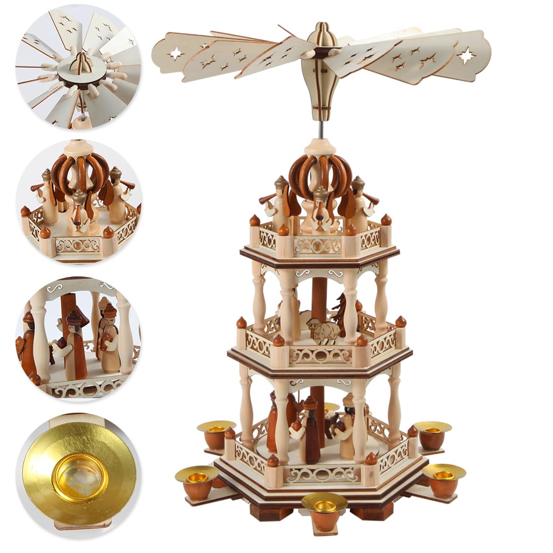 Amazon.co.jp: GUOXIATIE 17インチ 木製クリスマスピラミッド