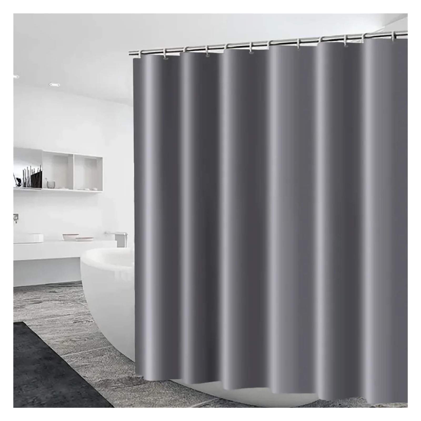 Cortina de ducha impermeable de 180 x 230 cm, tela gruesa, calidad hotelera, color blanco, ideal para bañera, resistente al moho, diseño elegante, cubierta de privacidad, duradera y elegante