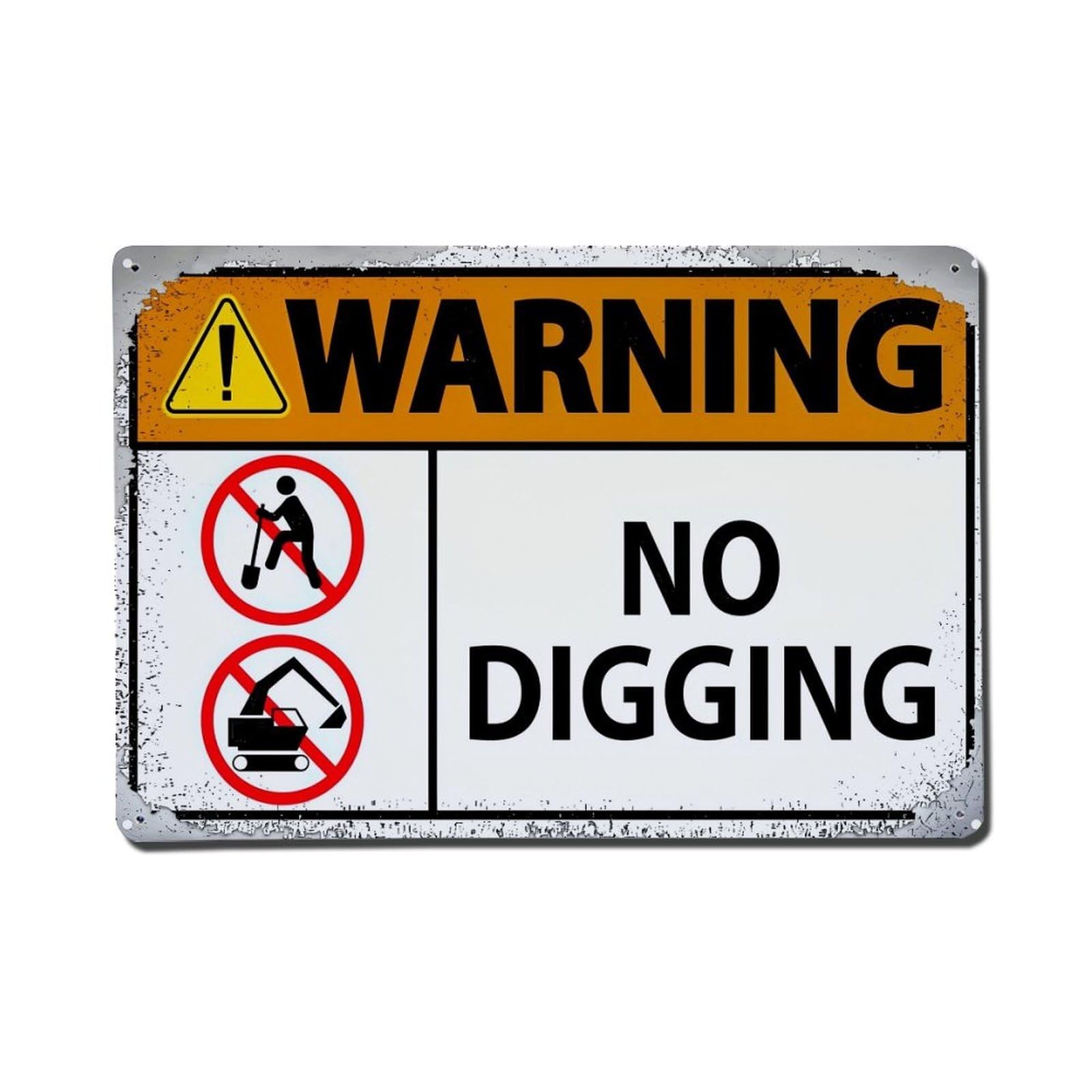 Jdfenggu Vintage Warning No Digging Sign Pattern Retro Metal Tin Sign, Metal Poster For Bar, Home, Man Cave, Kitchen, Laundry Room Art Decor 8X12 Inch