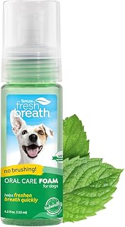 TropiClean Fresh Breath Dental Foam Spray for Dogs & Cats - Instant Breath Freshener Teeth Cleaner 4.5oz USA Made