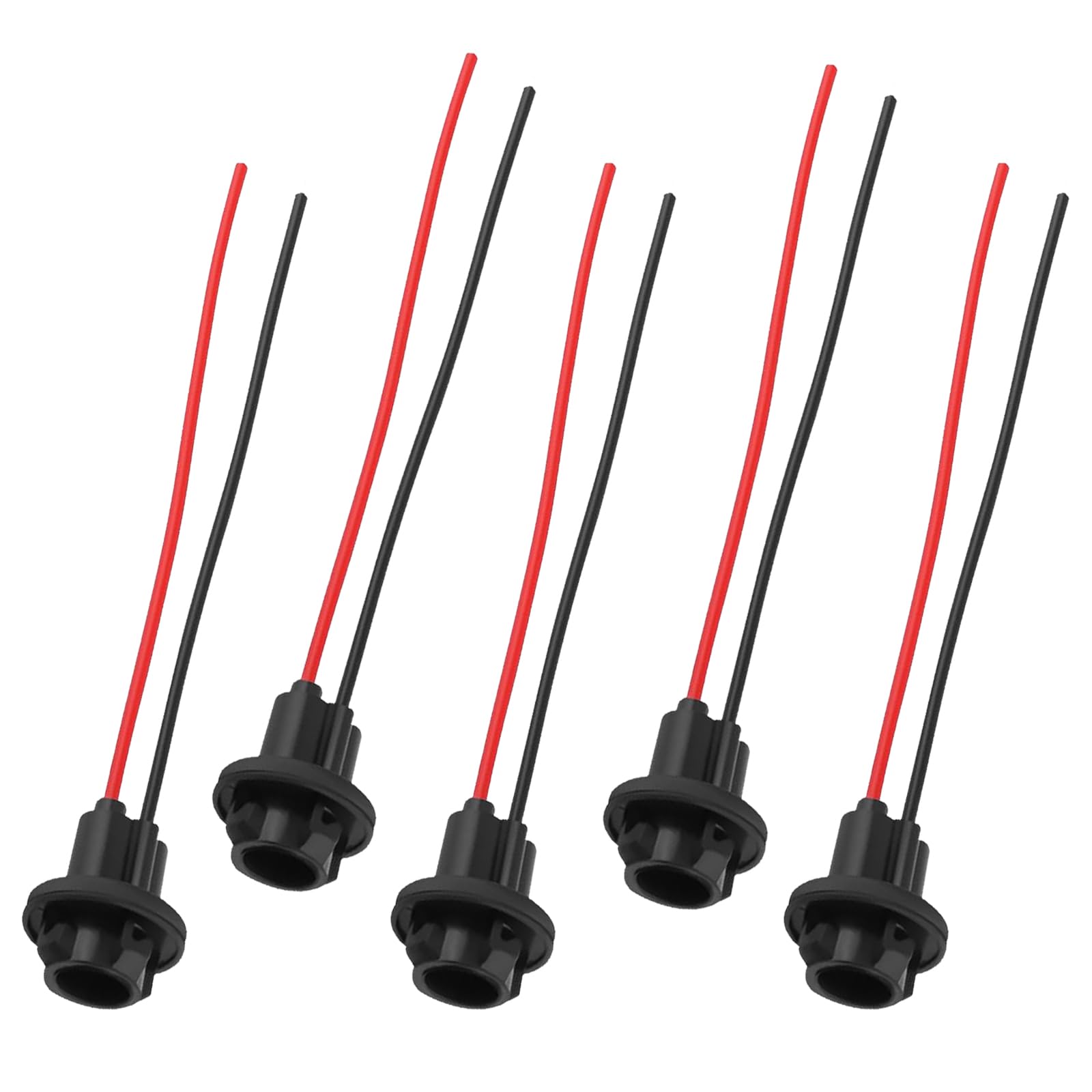 5PCS 194 T10 Bulb Socket with Wire Pigtail, Pre-Wired Harness Connector for 168, 175, 921 LED Bulbs, Universal Tail Light & Side Marker Adapter for Cars, Trucks, SUVs