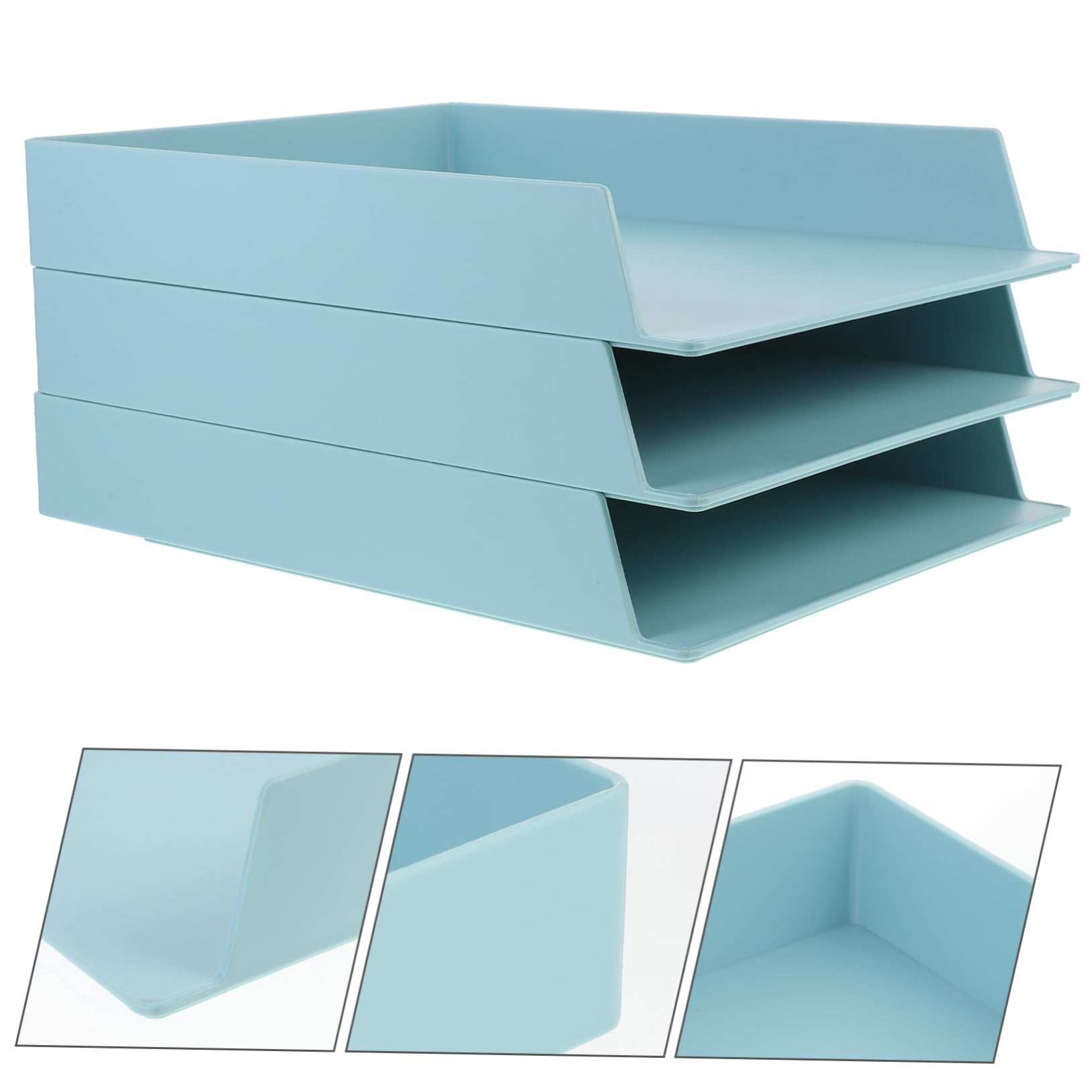 SHINEOFI 3 Stück Stapelbare Ablagefächer aus Abs Schreibtisch Organizer für A4-dokumente Große Aufbewahrungsbox für Büro und Arbeitszimmer
