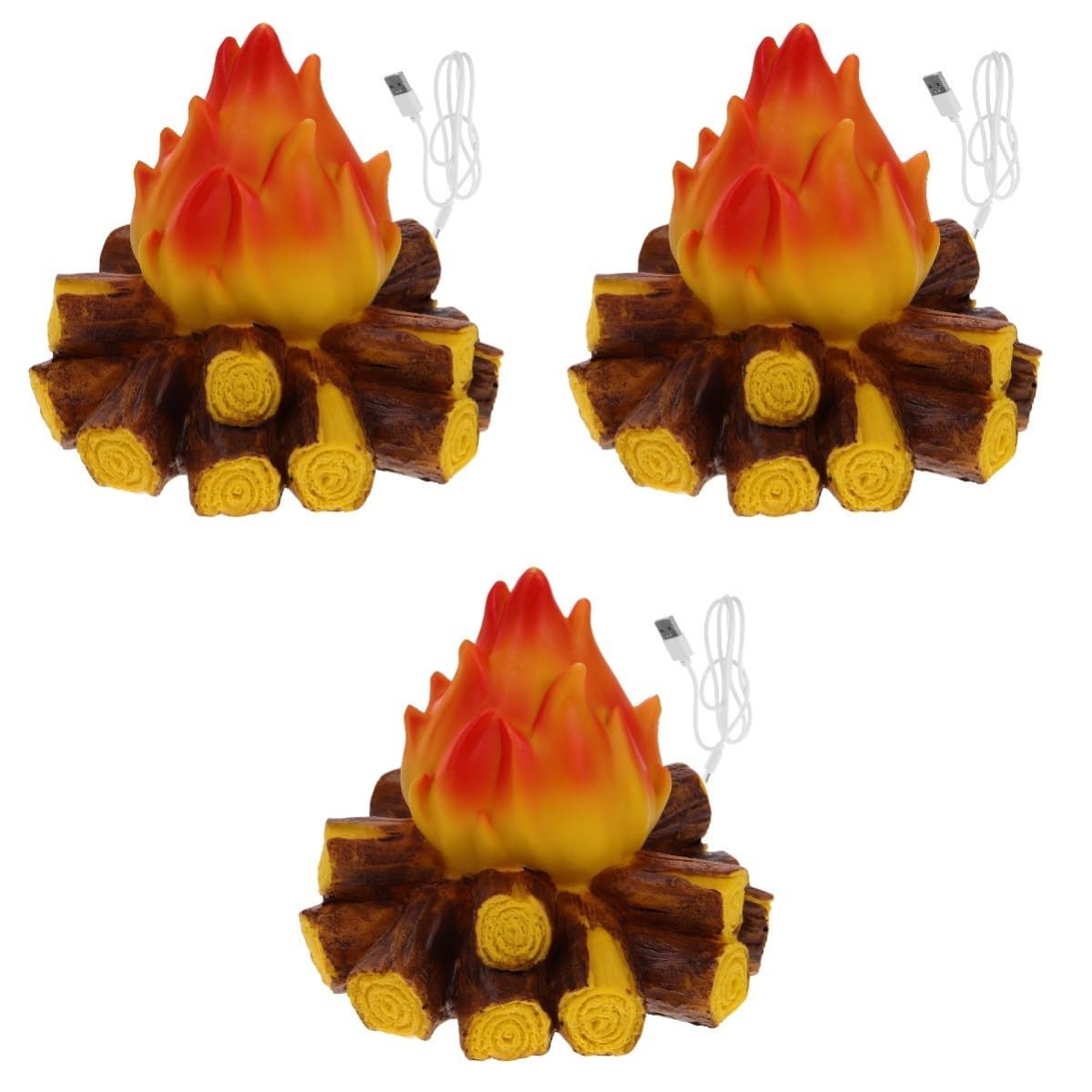 Toyvian 3 Piezas Lámpara LED de Imitación de Llama en Resina, Usb,