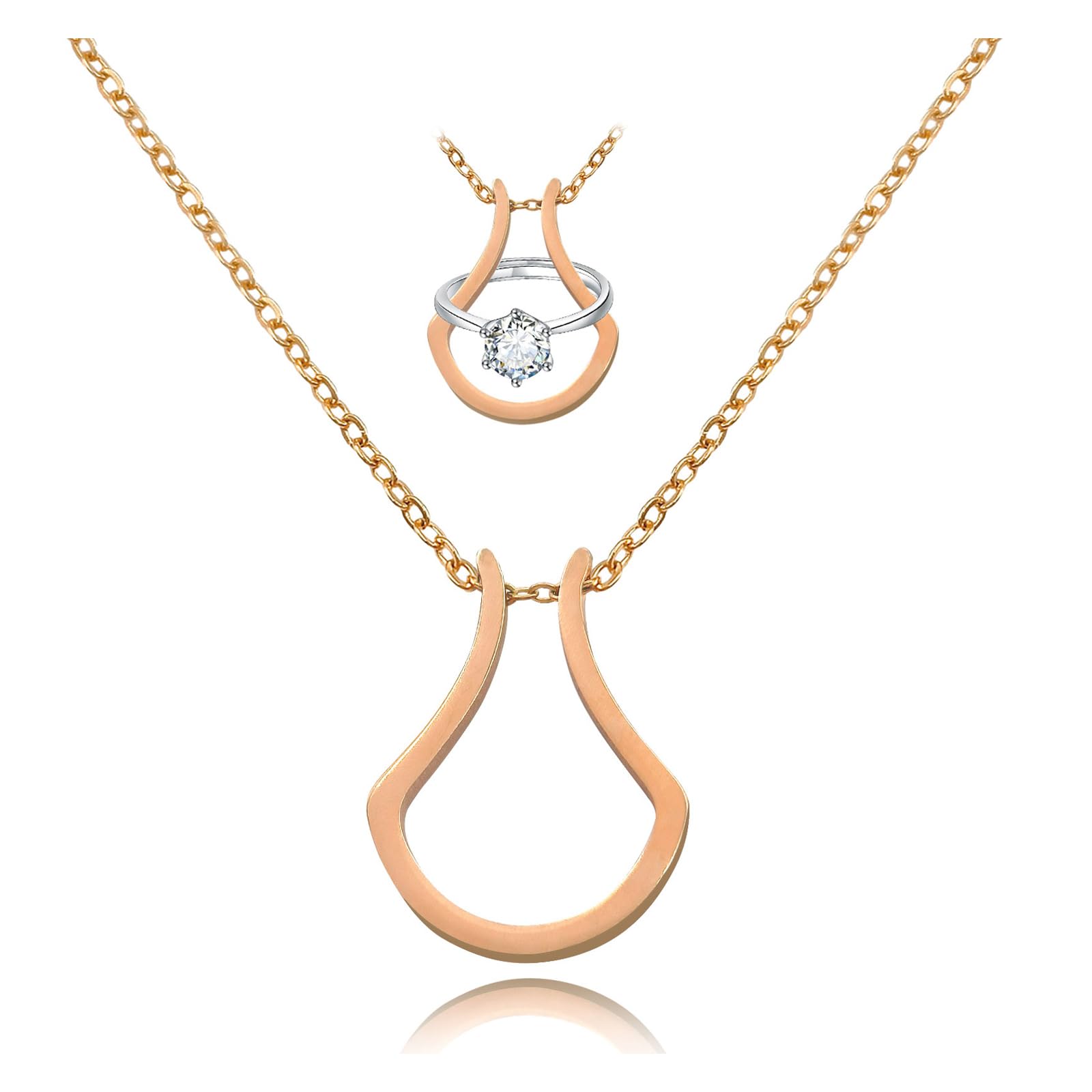 Ring Halter Halskette, Hochzeit Ring Keeper Halsketten für Frauen Männer Titan Stahl Engagement Halter Anhänger Halskette Geburtstag Schmuck Geschenke für Frau Mutter Krankenschwester (Rose gold)