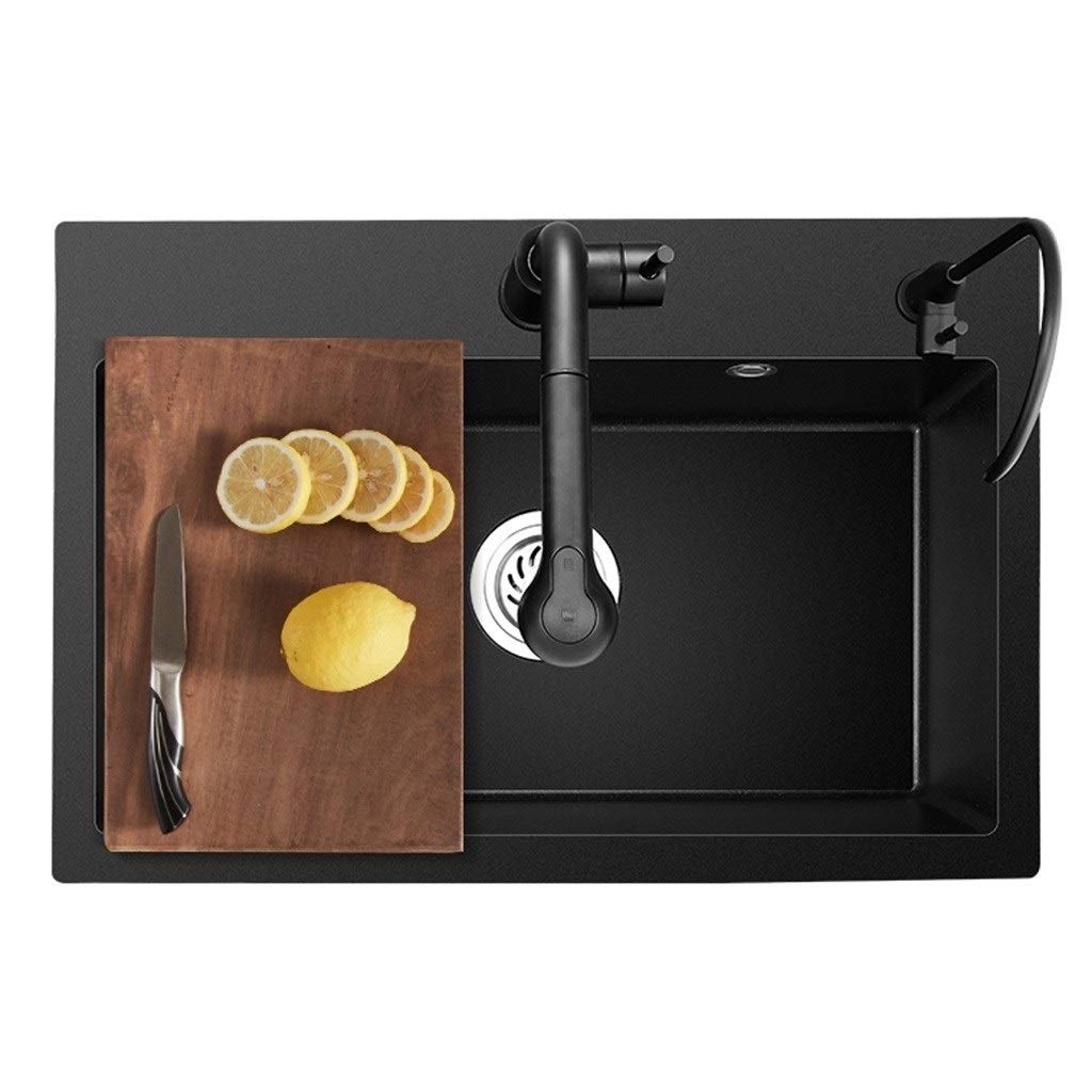 Évier de nettoyage en pierre de quartz noir pour cuisine chic