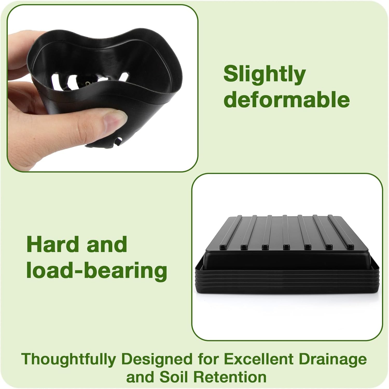 80Pcs 2.5inch Square Nursery Pots with 5Pcs Seed Starting Trays, Seed Starter Tray Kit, Seeds Starting Germination, Seeding Pots with Drain Holes, Small Plant Nursery Propagation - Image 4