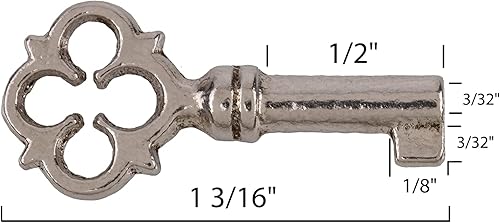 Miniatura 4 de Pecho en miniatura niquelado, cerradura de caja o collar llave de esqueleto para muebles antiguos  SK29-IN