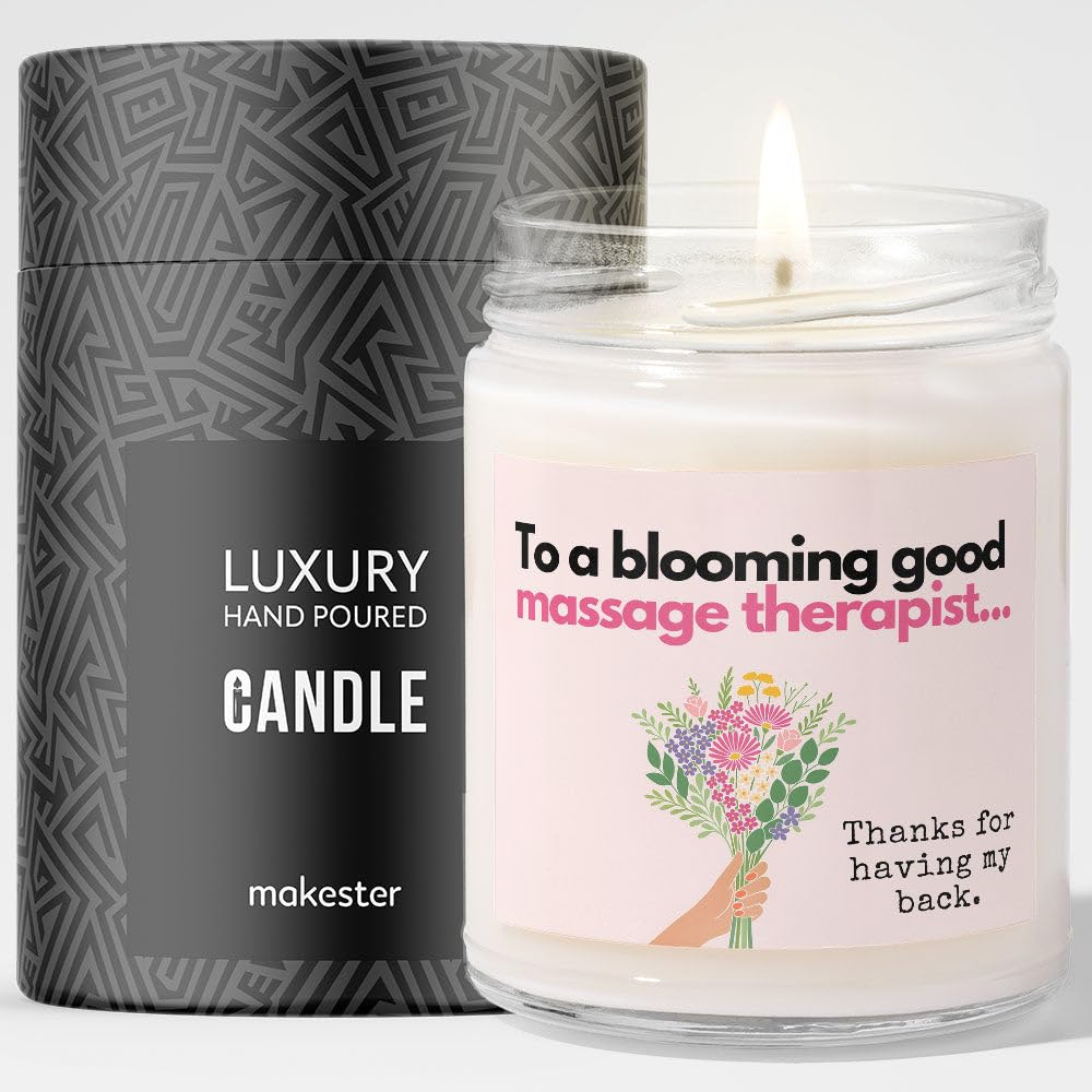 Massage Therapist Gift - Luxury Soy Wax Candle - Vanilla, Jasmine, Sugared Almond - Makester โ image 1