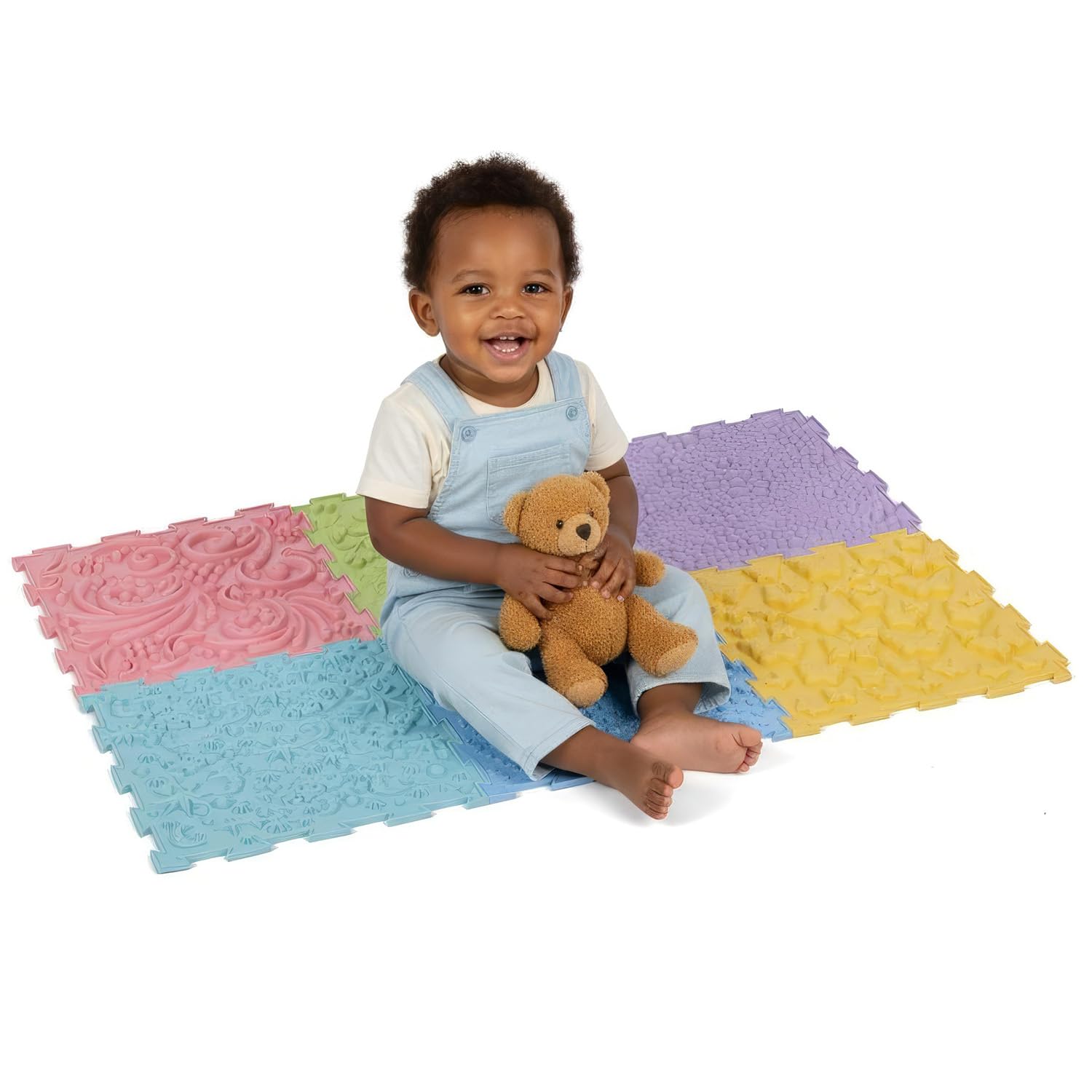 KiddyMoon Sensory Puzzle Mat For Kids Orthopedic Game Tiles 6 Pieces, Multi