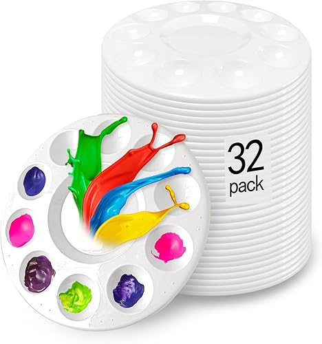 Miniatura 9 de Hulameda 80 paletas de bandejas de pintura, paletas redondas de plástico para niños o estudiantes, manualidades o para tener una fiesta de pintura