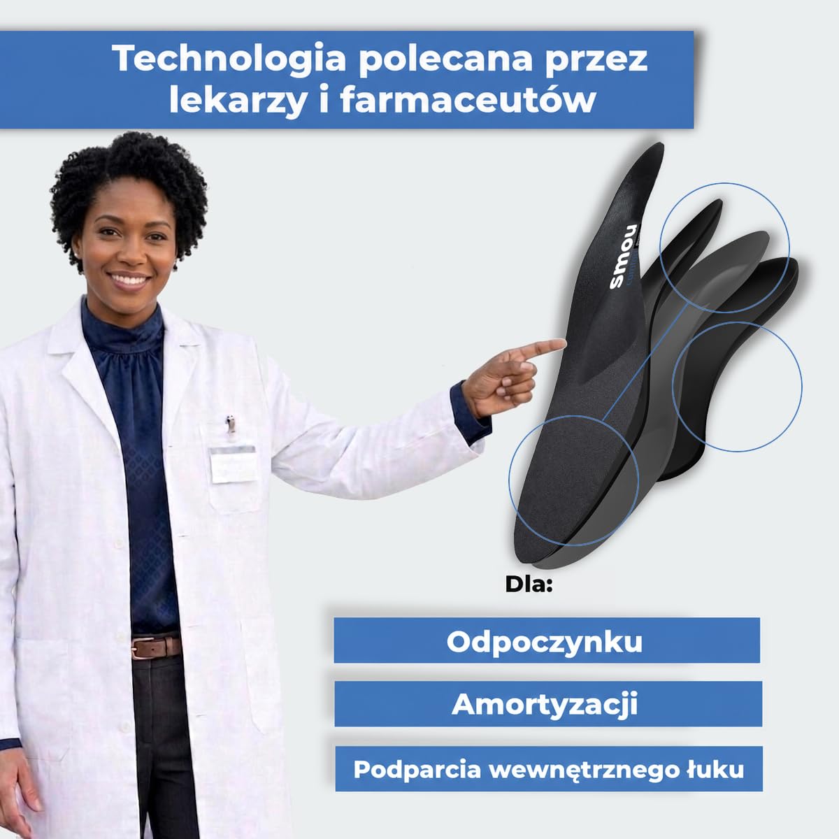 SMOU Wkładki Comfort Premium z Lekką Podporą Łuku i Stabilizacją