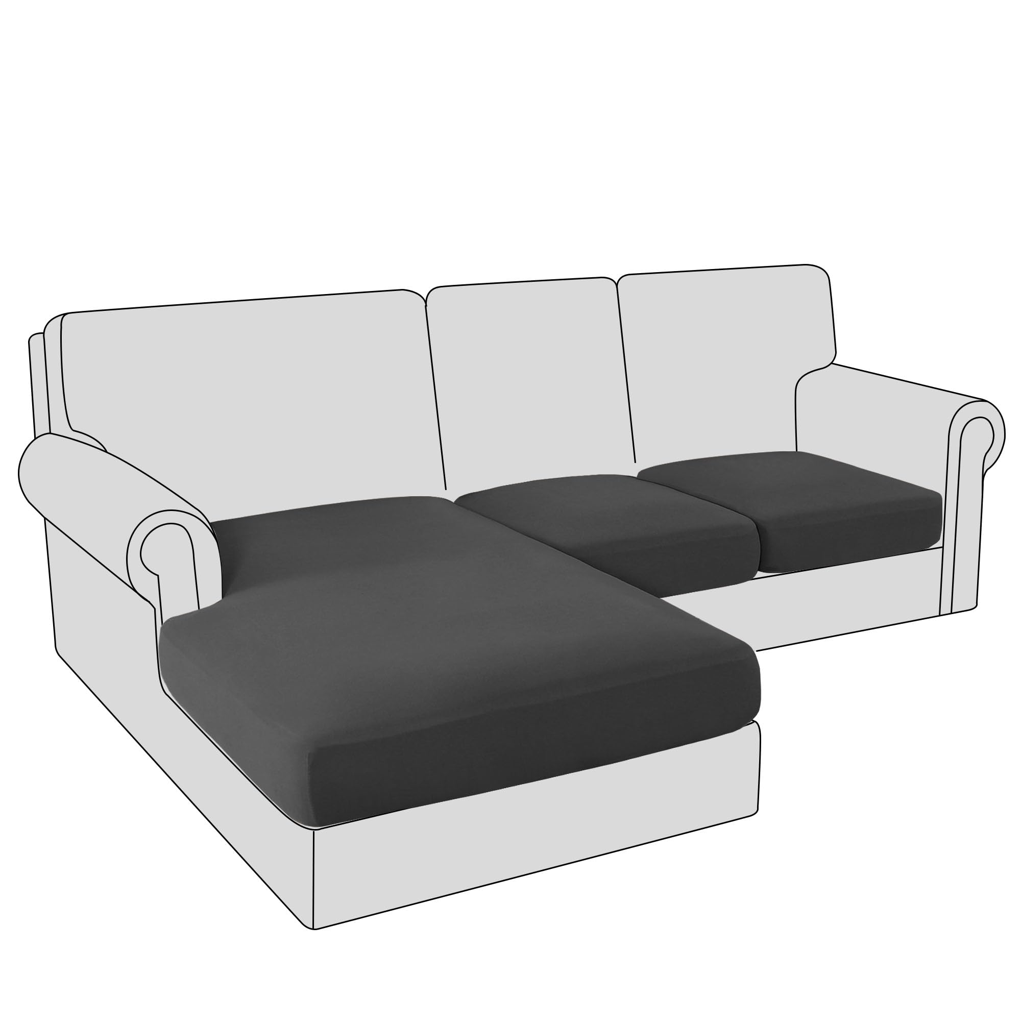 Flamingo P Stretch 3 Pieces Sofa Seat Cushion Covers L Shape Separate