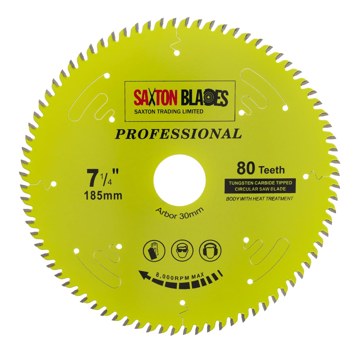 TCT18580TPRO Saxton Professional Range TCT - Hoja de sierra circular de 185 mm x 80 T x 30 mm, diámetro de 16, 20, 25 mm, anillos de reducción compatibles con Bosch Makita Dewalt, etc